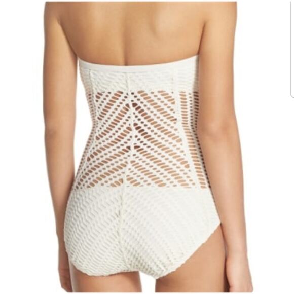 Robin Piccone Mitered Sophia Convertible One Piece Swimsuit Size 4 Crochet Beach - Picture 2 of 14